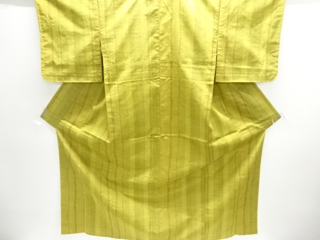 未使用品　縞織り出し手織り紬単衣着物